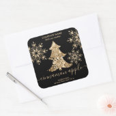 Rustisch kerstboomkaarsenlabel met glitter vierkante sticker (Envelop)