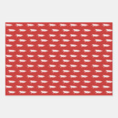 Rustisch kerstboompatroon in land, rood en wit inpakpapier vel (Voorkant 3)