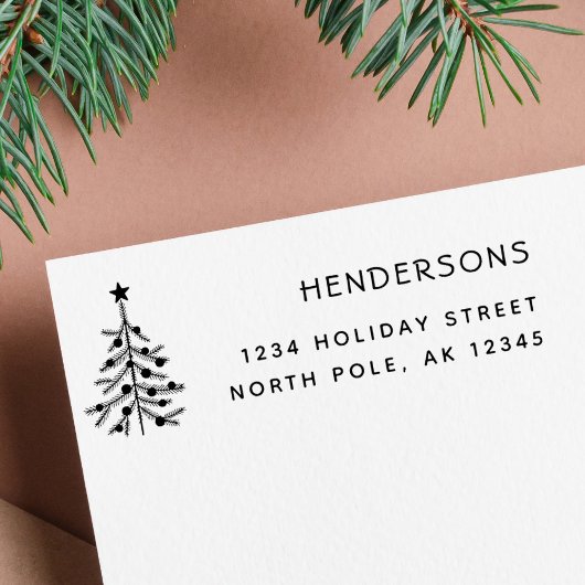 Rustisch kerstboomruitadres  zelfinktende stempel