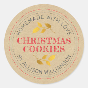 Rustisch kerstcadeau voor kerstkoekjes Kraft Paper Ronde Sticker