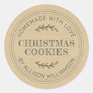 Rustisch kerstcadeau voor kerstkoekjes Kraft Paper Ronde Sticker