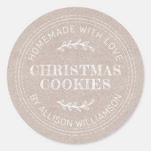 Rustisch kerstcadeau voor kerstkoekjes Kraft Paper Ronde Sticker