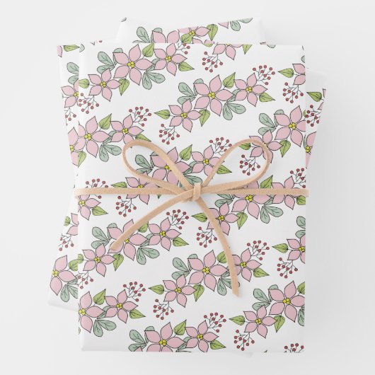 Rustisch kerstfeest in Poinsettia Inpakpapier Vel (In situ)