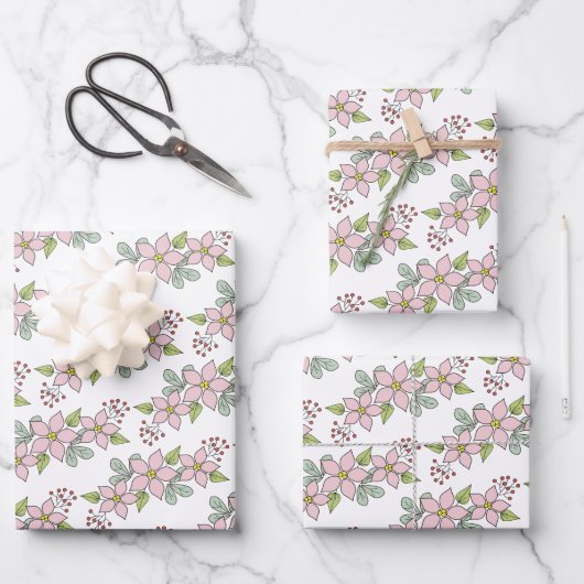 Rustisch kerstfeest in Poinsettia Inpakpapier Vel (Voorkant)