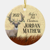 Rustisch kerstkeramisch Ornament met Deer First (Voorkant)