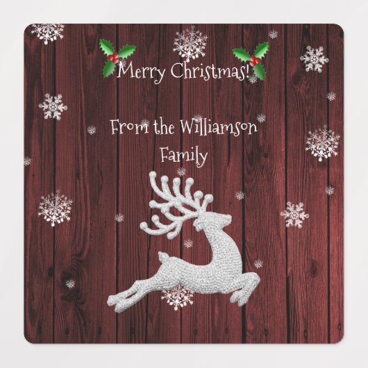 Rustisch kerstreïndeerlabel labels (Design 1)