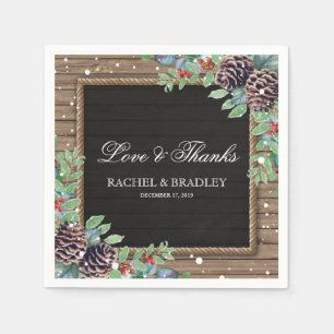 Rustisch kerstwinterhuwelijk servetten