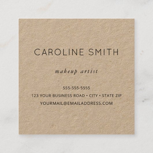 Rustisch Kraft-papier voor een feminieplein Vierkante Visitekaartje (Achterkant)