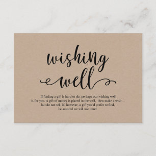 Rustisch kraft zwart script, Wedding Wishing Well Informatiekaartje