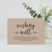 Rustisch kraft zwart script, Wedding Wishing Well Informatiekaartje (Staand voorkant)