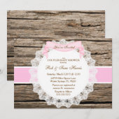 Rustisch land  Baby shower van hout Kaart (Voorkant / Achterkant)