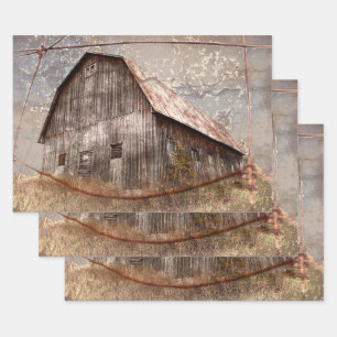 Rustisch land Barn  Texture Grey Sky Inpakpapier Vel