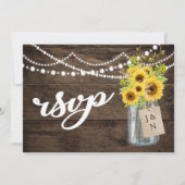 Rustisch land Barn Wedding Sunflower Mason Jar Kaart (Voorkant)