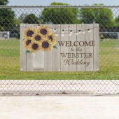 Rustisch land Barn Wedding Sunflower Mason Jar Spandoek (Insitu)