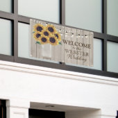 Rustisch land Barn Wedding Sunflower Mason Jar Spandoek (Buitenkant Gebouw)