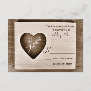 Rustisch land Barn Wood Love Heart Wedding RSVP