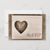 Rustisch land Barn Wood Love Heart Wedding RSVP (Achterkant)