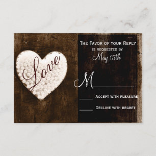 Rustisch land Barn Wood Love Heart Wedding RSVP