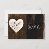 Rustisch land Barn Wood Love Heart Wedding RSVP (Achterkant)