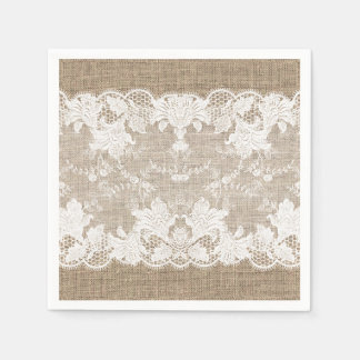 Rustisch land: beige burlap en witte kant servet