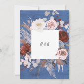 Rustisch Land Blue Wood Floral Bloom Wedding Kaart (Achterkant)