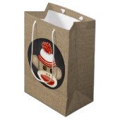 Rustisch land Burlap Birthday Sock Monkey Medium Cadeauzakje (Voorkant Gekanteld)