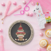 Rustisch land Burlap Birthday Sock Monkey Papieren Bordje (Feest)