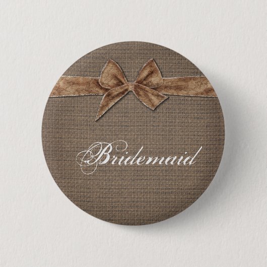 Rustisch land | Burlap Bow Bridesmaid Ronde Button 5,7 Cm (Voorkant)
