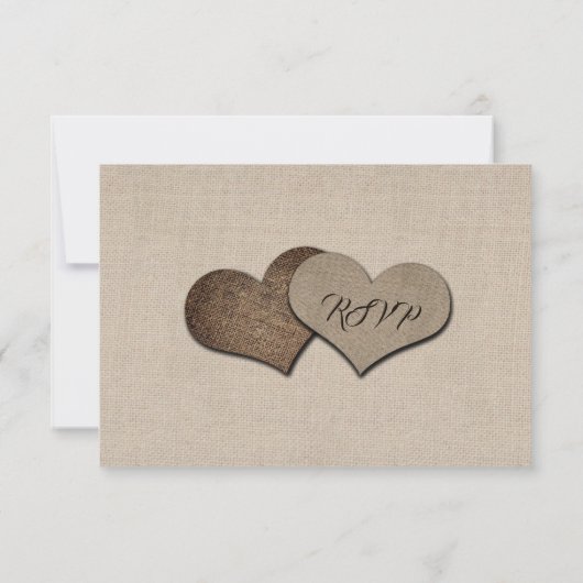 Rustisch land Burlap Heart Mason Jar Wedding RSVP (Achterkant)