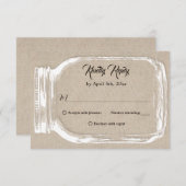 Rustisch land Burlap Heart Mason Jar Wedding RSVP (Voorkant / Achterkant)