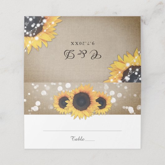 Rustisch land Burlap Sunflower Wedding (Buitenkant ongevouwen)