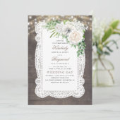 Rustisch land Chic Floral String Lights Wedding Kaart (Staand voorkant)