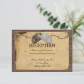 Rustisch land Cowboy Petten Wedding Reception Informatiekaartje (Staand voorkant)