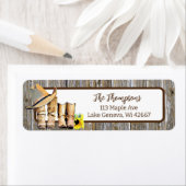 Rustisch land en Westerne zonnebloem Etiket (Insitu)