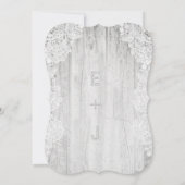 Rustisch land Faux Lace Barn Wood Wedding Kaart (Achterkant)