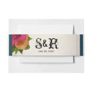 Rustisch land gefingeerde Daisies Wedding Belly Ba Uitnodigingen Wikkel