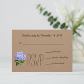 Rustisch Land Kraft Paper Blue Hydrangea RSVP Kaartje (Staand voorkant)