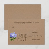 Rustisch Land Kraft Paper Blue Hydrangea RSVP Kaartje (Voorkant / Achterkant)