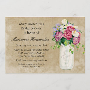 Rustisch land Mason Jar Bouquet Crackle Swirls Kaart