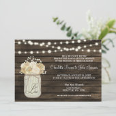 Rustisch land Mason Jar Daisy Barn Wood Weddenscha Kaart (Staand voorkant)