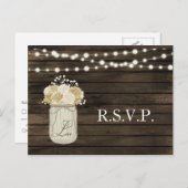 Rustisch land Mason Jar Daisy Barn Wood Weddenscha Uitnodiging Briefkaart (Voorkant / Achterkant)