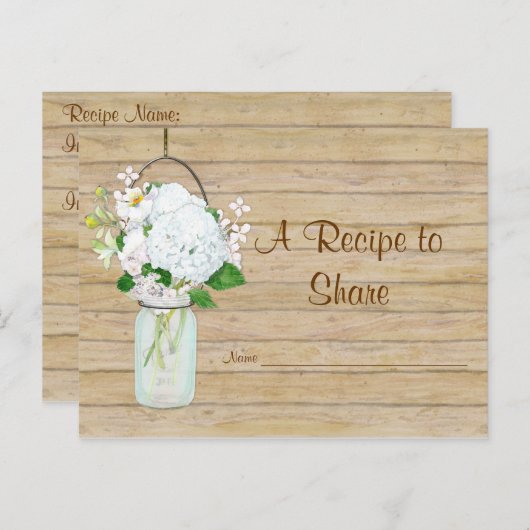 Rustisch land Mason Jar Flowers White Hydrangeas Briefkaart (Voorkant / Achterkant)