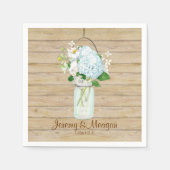 Rustisch land Mason Jar Flowers White Hydrangeas Servet (Voorkant)