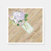 Rustisch land Mason Jar Flowers White Hydrangeas Servetten (Voorkant)
