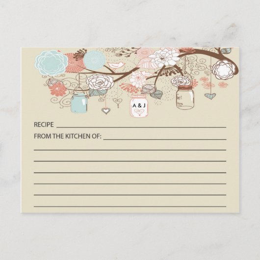 Rustisch land Mason Jar Recipe-kaarten Briefkaart (Voorkant)
