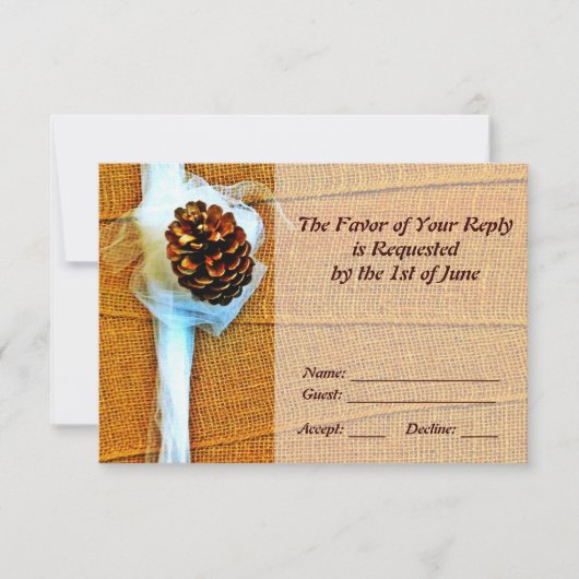 Rustisch land Pinecone Wedding RSVP-kaarten RSVP Kaartje (Voorkant)