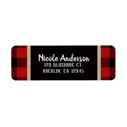 Rustisch Land Red Black Buffalo geplakt Modern Etiket (Voorkant)