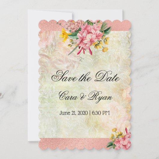 Rustisch land Roze Floral Elegant Save The Date (Voorkant)