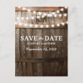 Rustisch land sparen de datum | Koord van lichten Aankondigingskaart (Voorkant)