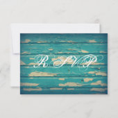 Rustisch land Turquoise Wood Wedding RSVP-kaarten RSVP Kaartje (Achterkant)